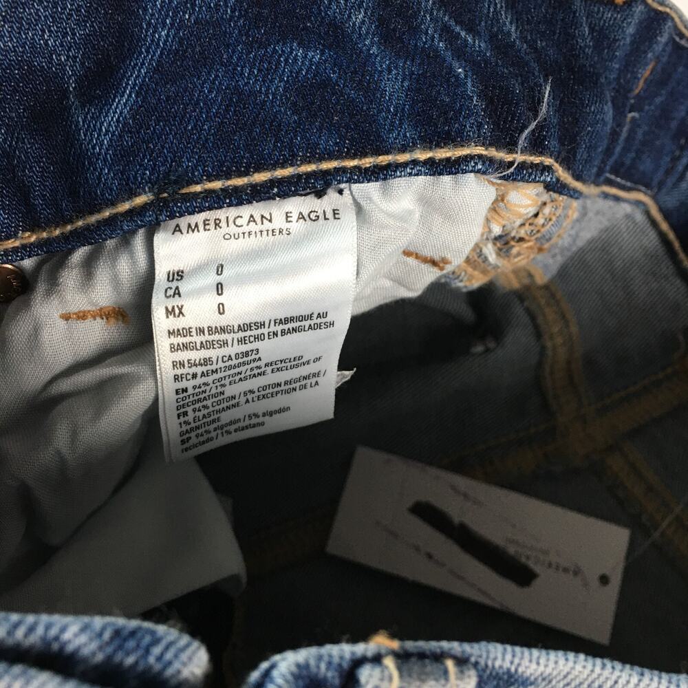 New American Eagle Women High Rise Curvy Shorts Distressed Denim Summer Beach 0 - Picture 12 of 14
